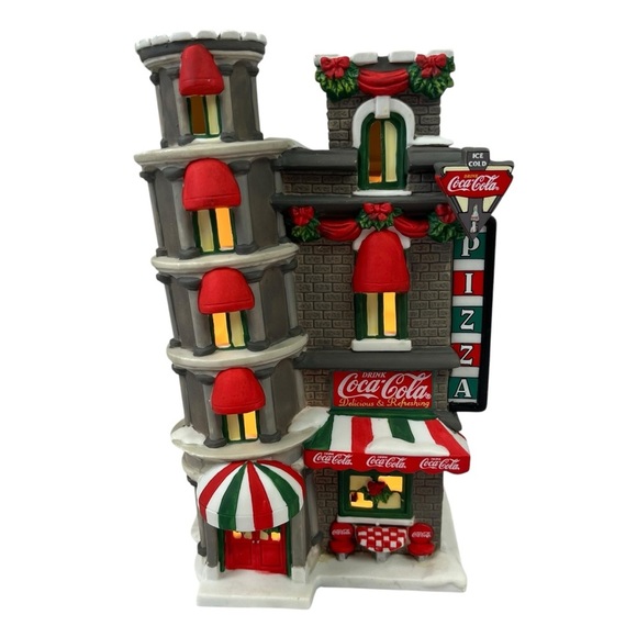 Coca Cola Town Square Collection Leaning Tower Pizza Parlor Restaurant Lighted - Picture 2 of 16